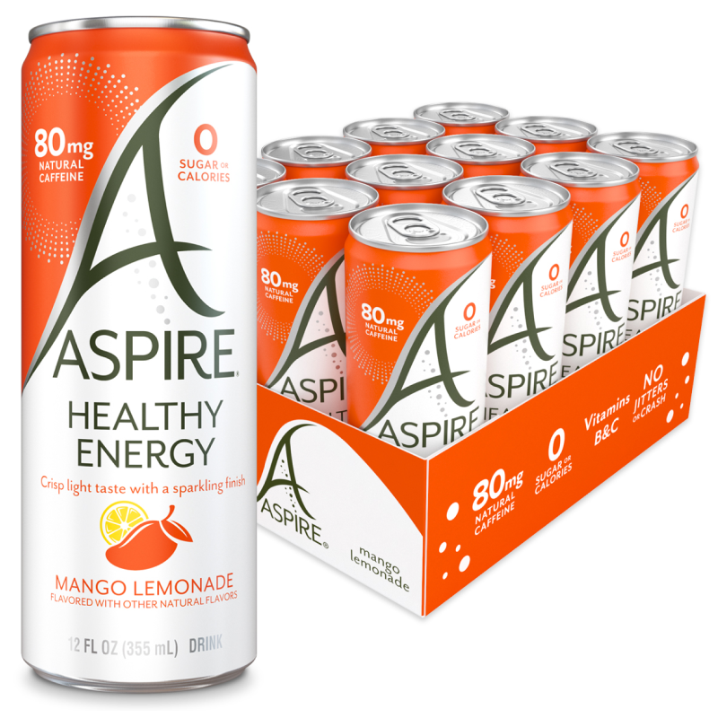 Aspire Drinks Mango Lemonade Review: A Low-Caffeine Energy Drink Option