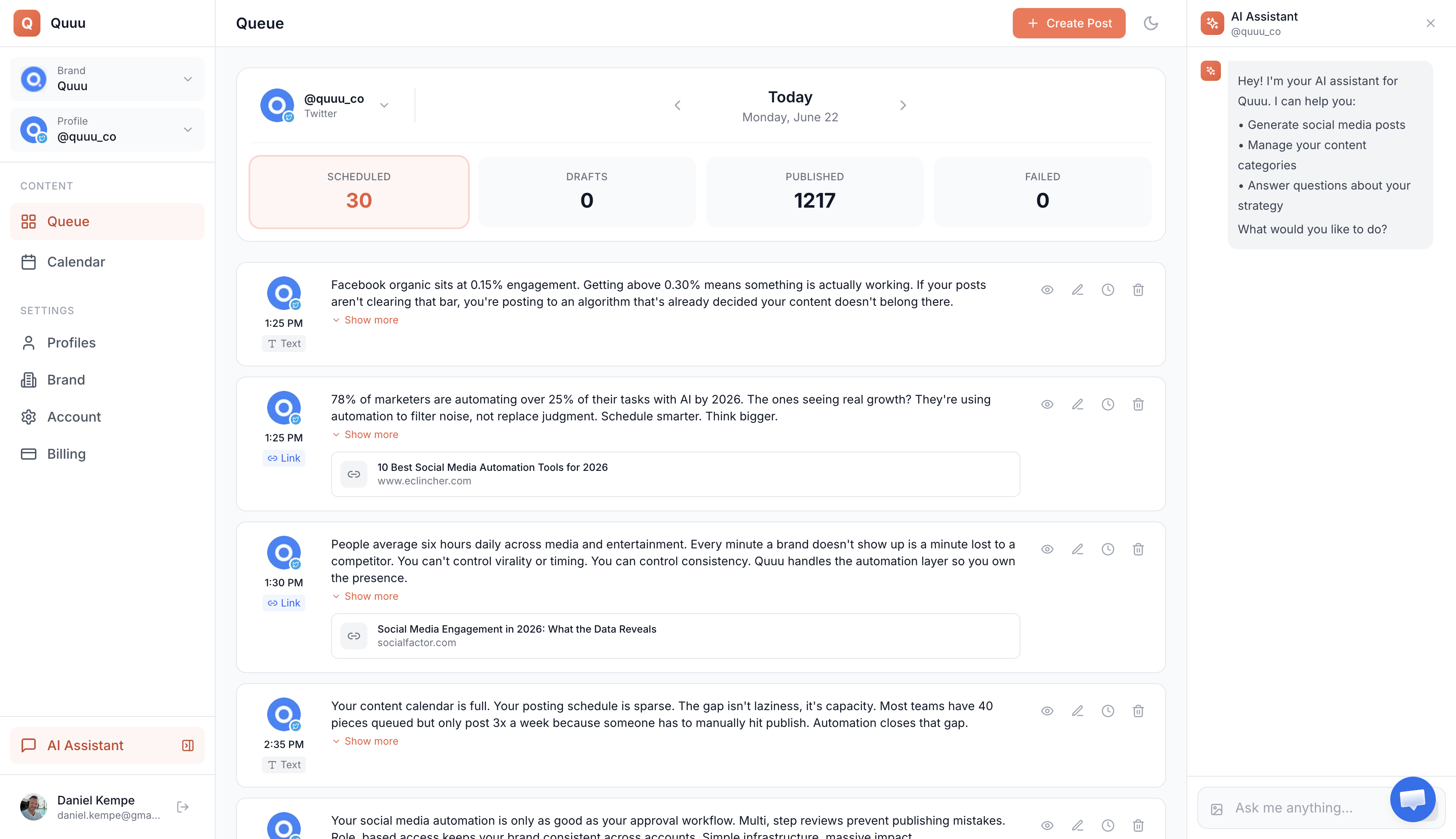 Quuu Review 2026: AI Social Media Agent Tested