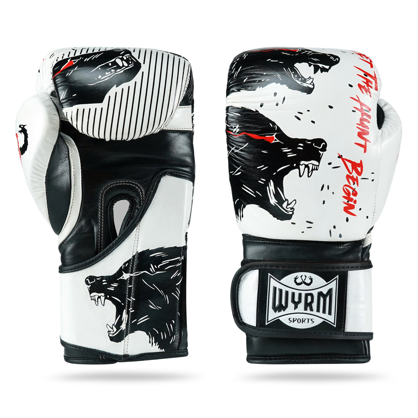 Wyrm Sports Wolf White/Black Genuine Leather Boxing Gloves Review: Handcrafted Leather Sparring Gloves (10-16 oz)